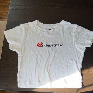 Obey Women’s Crop Top Tee White with Red Heart Graphic Large